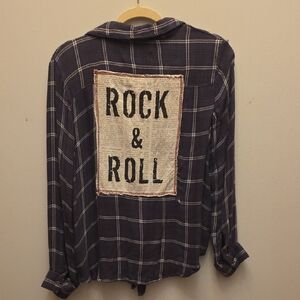 Vintage Havana Navy Plaid Button Down Shirt Size S